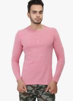 WYM Pink Solid Henley T-Shirts