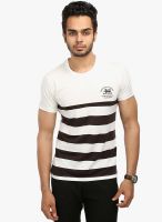 WYM White Striped Round Neck T-Shirt