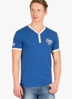 Wilkins & Tuscany Blue Solid Henley T-Shirts