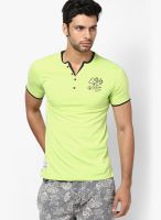 Wilkins & Tuscany Green Solid Henley T-Shirts