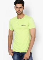 Wilkins & Tuscany Green Solid Henley T-Shirts