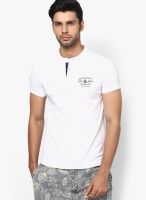 Wilkins & Tuscany White Solid Henley T-Shirts