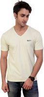 Wineberry Solid Men's V-neck Light Green T-Shirt