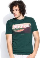 Wrangler Solid Men's Round Neck Dark Green T-Shirt