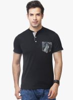 Yepme Solid Black Henley T-Shirt