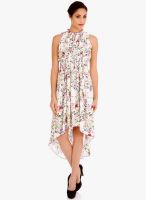 109F Off White Printed Asymmetric Dress