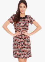 109F Red Colored Printed Skater Dress
