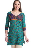 @499 Green Printed Kurtis