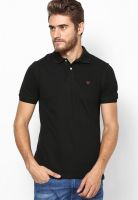 Allen Solly Black Solid Polo T-Shirts