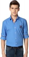 Allen Solly Men's Solid Casual Blue Shirt