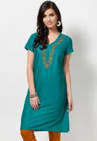 Aurelia Green Solid Kurtis