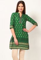 Aurelia Green Solid Kurtis