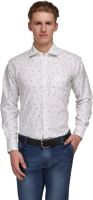 Ausy Men's Printed Casual White, Green Shirt