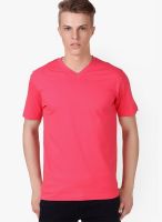 Aventura Outfitters Pink Solid V Neck T-Shirt