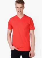 Aventura Outfitters Red Solid V Neck T-Shirt
