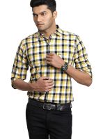 Basics Checks Yellow Slim Fit Casual Shirt