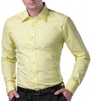 Being Fab Men's Solid Casual Yellow Shirt