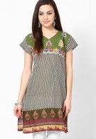 Belle Fille Green Embroidered Kurtis