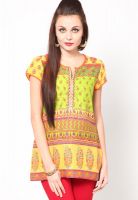 Biba Yellow Printed Kurtis