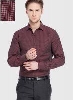 Black Coffee Maroon Check Slim Fit Formal Shirt