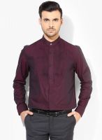 Blackberrys Maroon Solid Slim Fit Formal Shirt