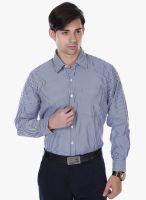 Cotton County Premium Navy Blue Striped Slim Fit Formal Shirt