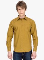 DERBY JEANS COMMUNITY Yellow Solid Regular Fit Formal Shirt