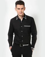 Dazzio Men's Solid Casual Black, White Shirt