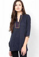 Entropy Navy Blue Solid Kurtis