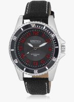 Exotica Fashion Black Leather Analog Watch