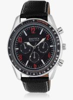 Exotica Fashion Black Leather Analog Watch