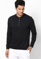 FREECULTR Black Solid Henley T-Shirts