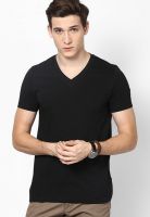 FREECULTR Black Solid V Neck T-Shirt