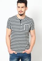 FREECULTR White Striped Henley T-Shirts