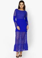 Faballey Blue Colored Solid Maxi Dress