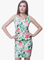 Faballey White Colored Printed Bodycon Dress