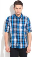 Flippd Men's Checkered Casual Black, White, Blue Shirt