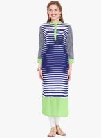 Folklore Navy Blue Striped Kurta