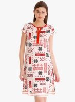 Fusion Beats Red Colored Printed Shift Dress