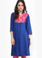 G Blue Solid Kurta