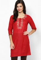 G Maroon Embroidered Kurta