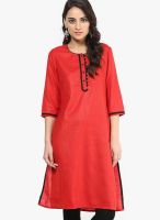 G Red Solid Kurta