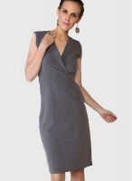 Globus Grey Colored Solid Bodycon Dress