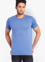 Highlander Light Blue Solid Round Neck T-Shirts