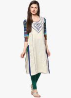 Indidori Cream Printed Kurtis