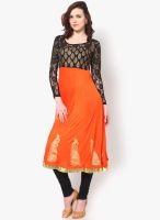 Ira Soleil Orange Printed Kurtis