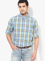 Izod Yellow Check Slim Fit Casual Shirt