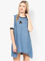 JC Collection Blue Colored Solid Asymmetric Dress