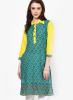 Jaipur Kurti Green Printed Kurta