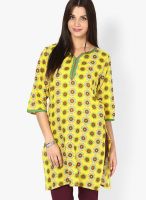 Jaipur Kurti Yellow Printed Kurta